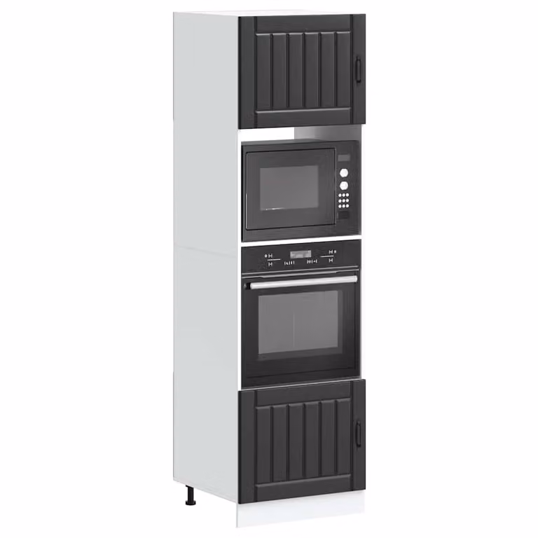 Set di 2 armadi per forno vidaXL Lucca neri in legno multistrato e MDF con ante a battente