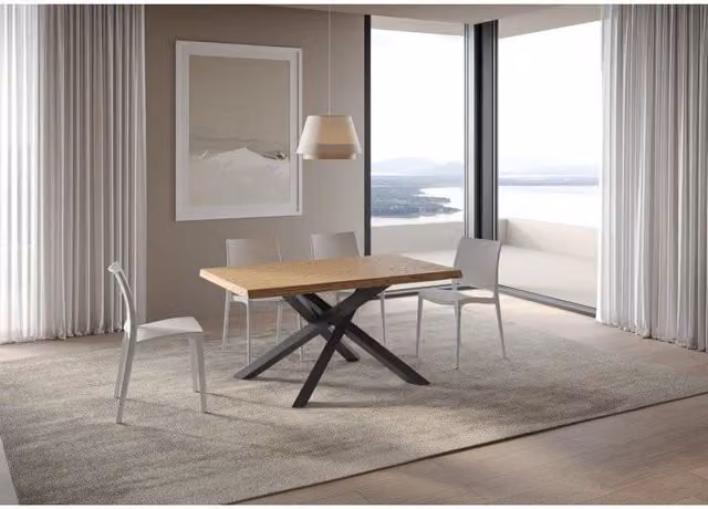 Tavolo allungabile ITAMOBY Versalux in legno di rovere con telaio antracite L/P/H: 140/190 x 90 cm