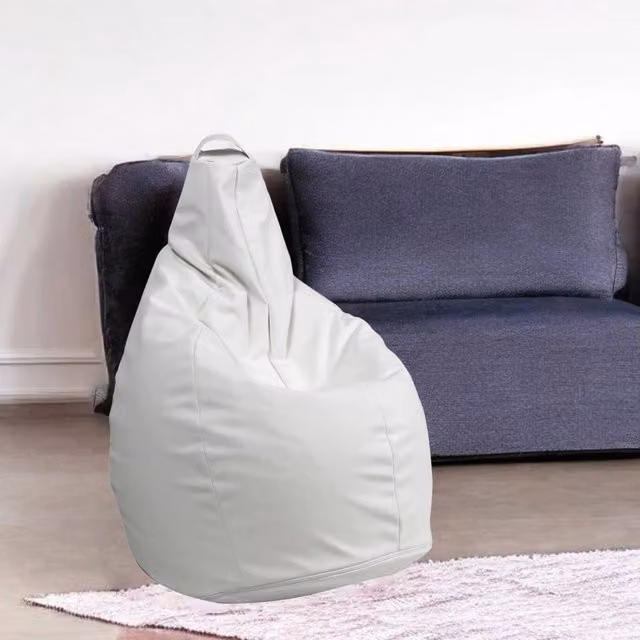 Pouf Agordo Talamo Italia, Poltrona sacco multiuso in ecopelle, Bianco, L 90 x P 90 x H 120 cm