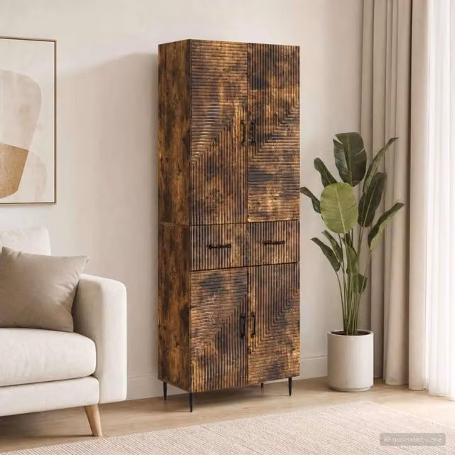 Set di mobili da soggiorno vidaXL in legno rovere marrone con illuminazione LED e ante con cassetti, L/P/H: 180 x 48,86 x 90 cm