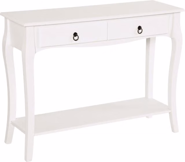 Aosom Tavolo Consolle per Ingresso Moderno con 2 Cassetti, Bianco, L 100 cm x P 33 cm x H 76 cm