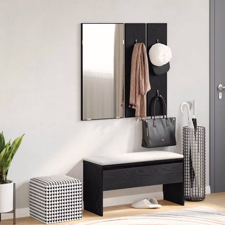 Set mobili da ingresso moderno vidaXL 4 pz Nero opaco L: 80 cm, P: 30,5 cm, H: 40 cm