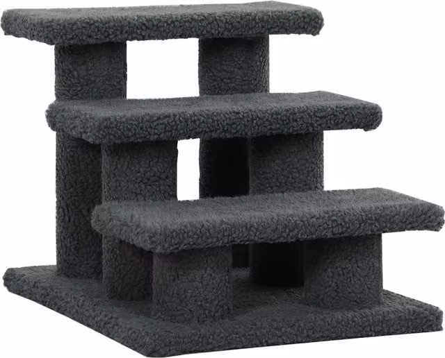 Scala per gatti a 3 gradini PawHut di Aosom, grigio, L 45 cm x P 35 cm x H 34 cm