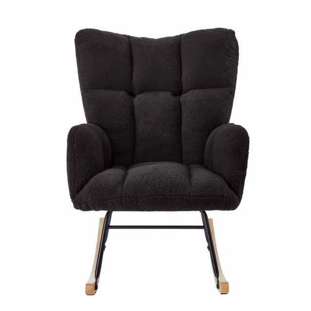 Sedia Chicfurn in tessuto bouclé grigio e nero per soggiorno e camera da letto