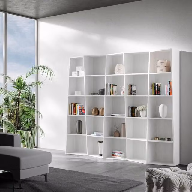Libreria Trek 5 elementi ITAMOBY Bianco Frassino Matt L: 200 cm, P: 35 cm, H: 227 cm