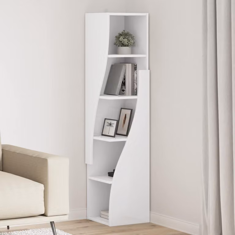 Mobile angolare vidaXL in legno MDF bianco per soggiorno L/P/H: 32 x 32 x 140 cm