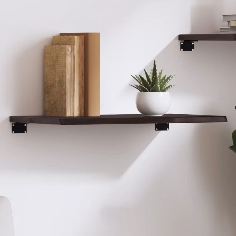 Ripiano da muro vidaXL in rovere massello trattato, colore marrone scuro, L: 60 cm, P: 40 cm, H: 2 cm