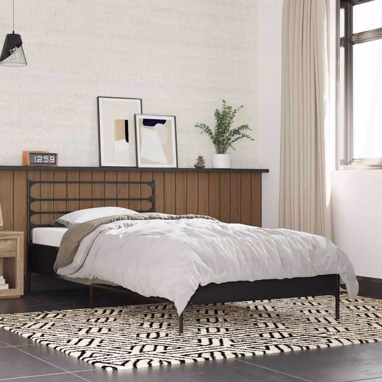 vidaXL Giroletto Nero in Legno e Metallo 100x200 cm