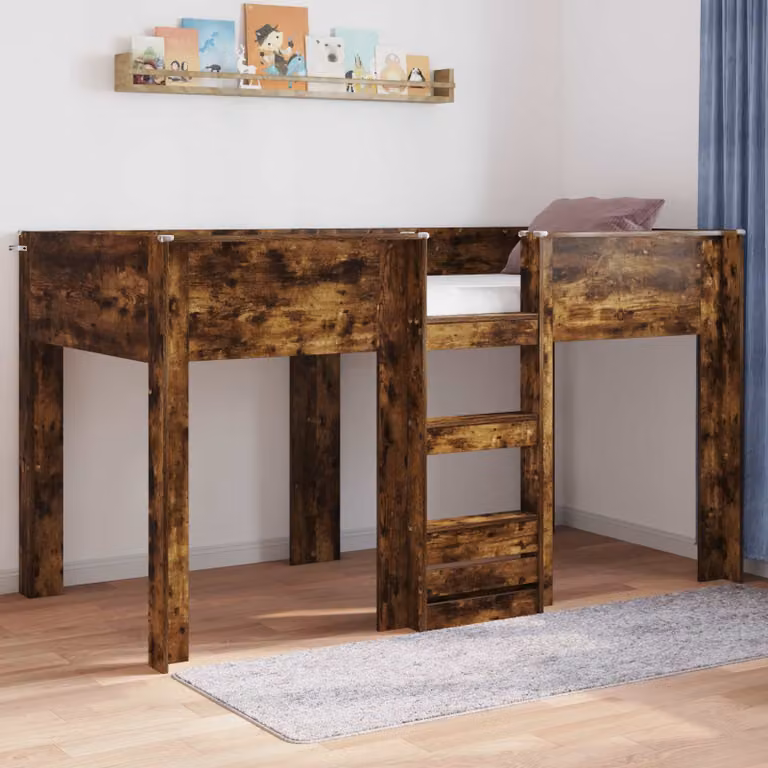Letto a castello per bambini vidaXL in legno color rovere marrone, L/P/H: 200 x 100 x 176,5 cm