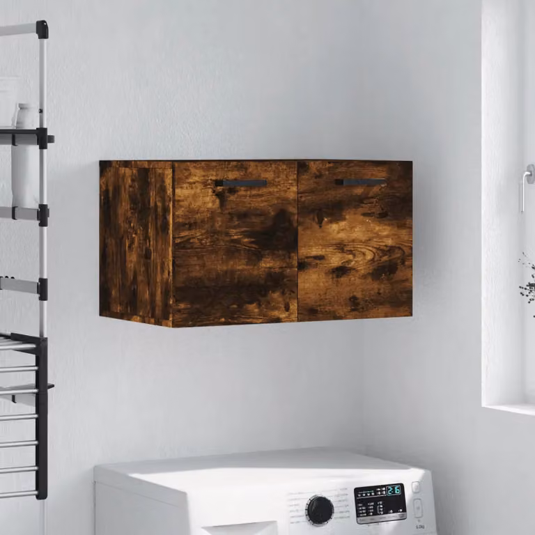 Mobile a parete vidaXL in legno Rovere Fumo con ante a battente, L 60 x P 36,5 x H 35 cm
