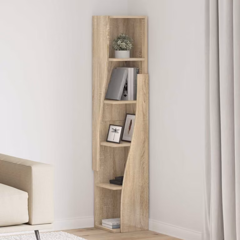 Mobile angolare vidaXL in legno ingegnerizzato per soggiorno, L/P/H: 27,5 x 27 x 140 cm, marrone/beige