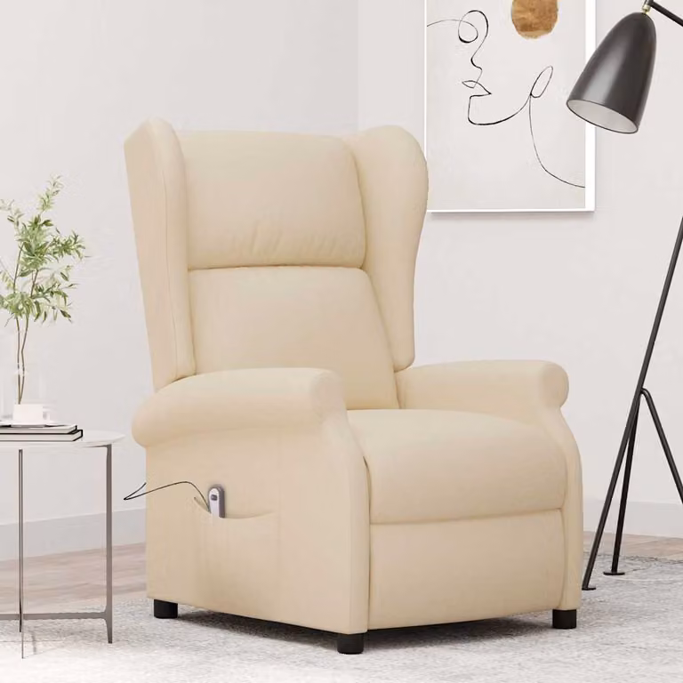 vidaXL Poltrona ad Ala Reclinabile Elettrica in Tessuto Beige L: 103 cm, P: 73 cm, H: 95 cm