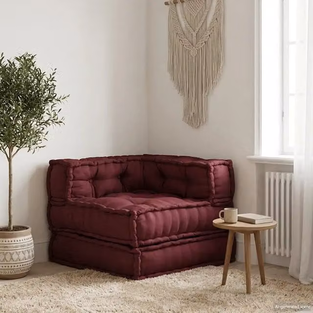Divano Componibile Moderno vidaXL in Tessuto Marrone Rossiccio L/P/H: 70 x 70 x 54 cm