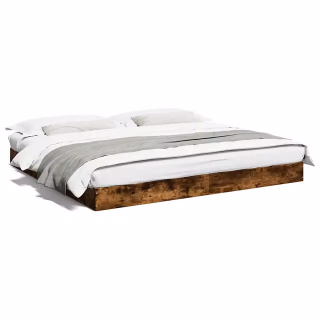 Letto matrimoniale moderno Design In in truciolato e MDF color rovere fumo, L/P/H: 180 x 200 cm