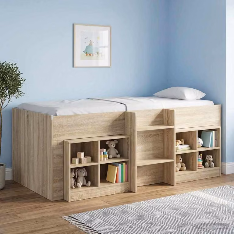Letto alto per bambini vidaXL in legno color marrone L: 100 cm, P: 200 cm, H: 178,5 cm
