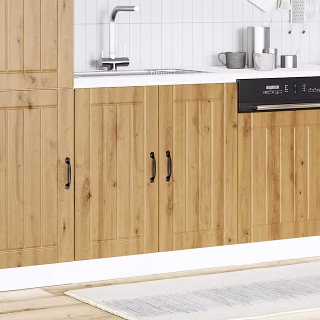 Mobile base lavello da cucina in legno marrone con ante a battente