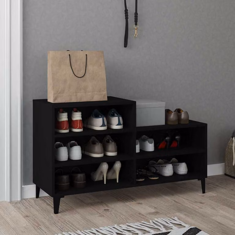 Scarpiera nera vidaXL in stile industriale con ripiani piatti, L/P/H: 102 x 36 x 60 cm