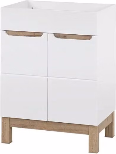 Mobile sottolavabo Meublorama ERMANO moderno in MDF bianco e rovere con anta a battente L: 60 cm, H: 84 cm