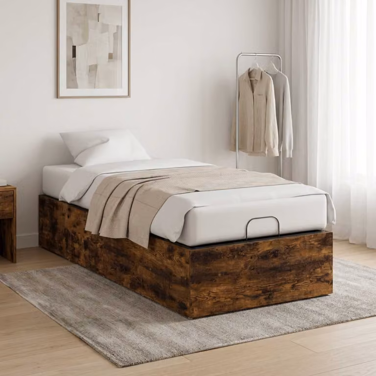 vidaXL Giroletto per rete letto regolabile in Rovere Fumo, L 90 cm x P 200 cm