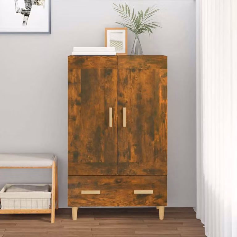Credenza vidaXL in Rovere Fumo e Legno Multistrato, L/P/H: 70 x 31 x 115 cm
