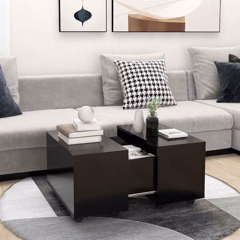 vidaXL Tavolino da Salotto Moderno Nero Lucido in Legno e MDF L/P/H: 60 x 60 x 38 cm