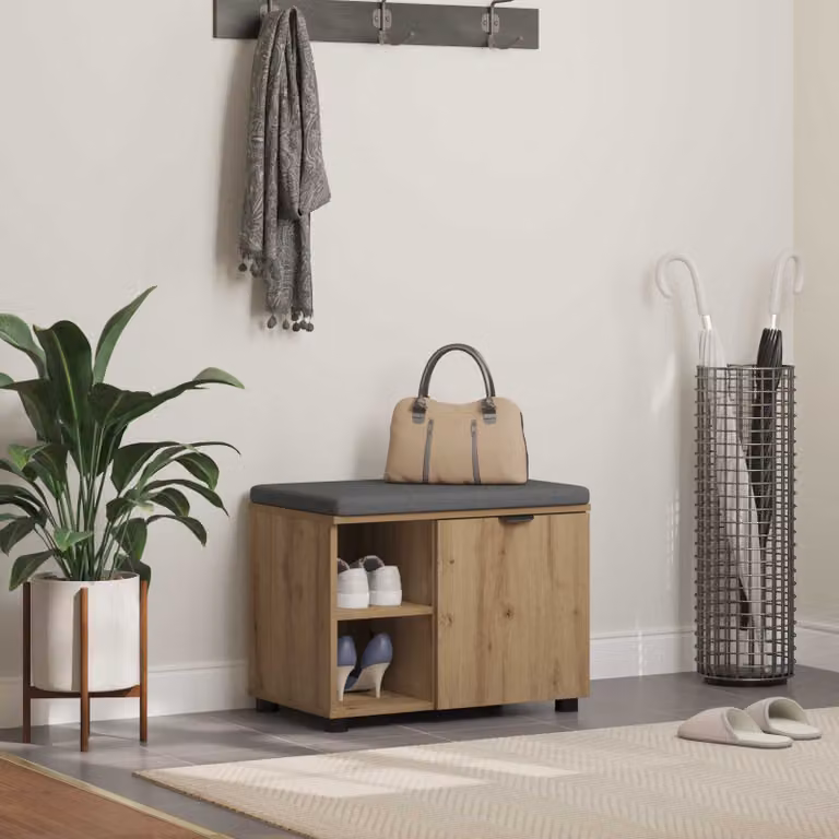 vidaXL Scarpiera con Panca per Ingresso in Rovere Moderno, L: 60 cm, P: 38 cm, H: 46 cm