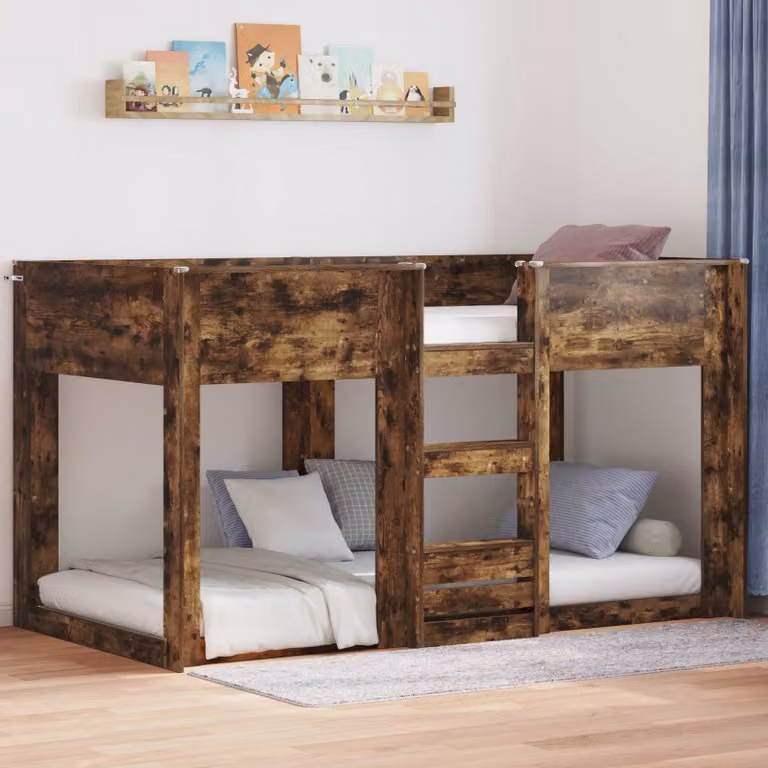 Letto a castello per bambini vidaXL in legno rovere marrone L/P/H: 190 x 90 x 163 cm