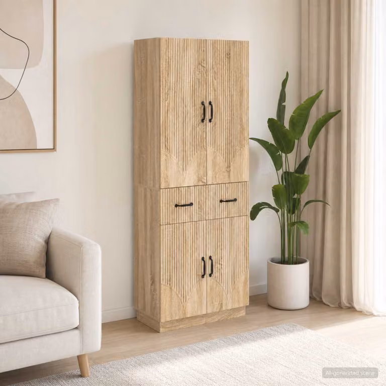 Set di 2 armadi moderni vidaXL in legno ingegnerizzato e MDF, colore marrone, L/P/H: 87.0 x 34.5 x 66.0 cm