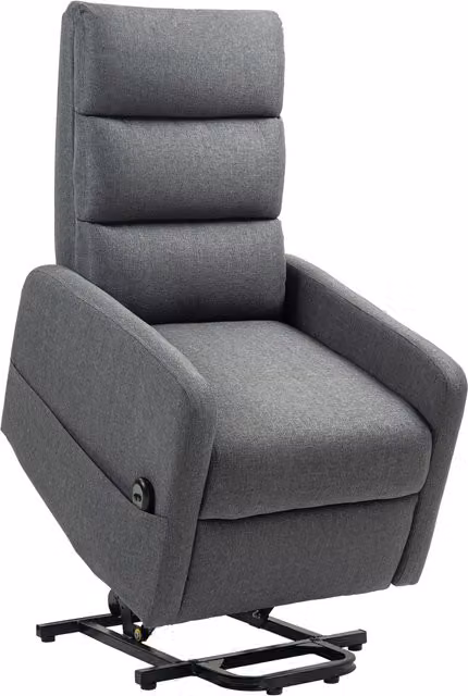 Poltrona relax elettrica HOMCOM con alzata assistita, rivestimento effetto lino e tasca laterale, grigio