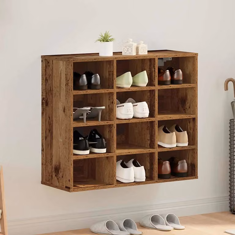 Scarpiera moderna vidaXL in legno marrone con ripiani piatti L: 77,5 cm, P: 30 cm, H: 67 cm