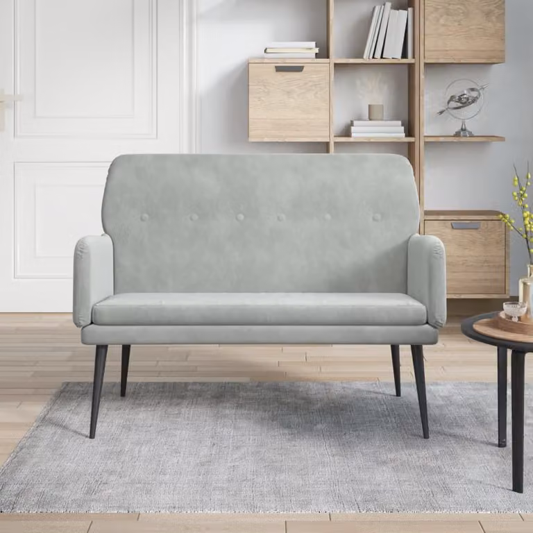 Panca vidaXL in velluto grigio con braccioli e struttura in metallo L: 108 cm, P: 79 cm, H: 79 cm