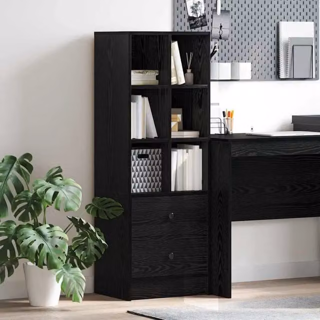 Credenza Buffet con Cassetto vidaXL in Rovere e Nero per Cucina e Soggiorno L/P/H: 45,5 x 34 x 127 cm