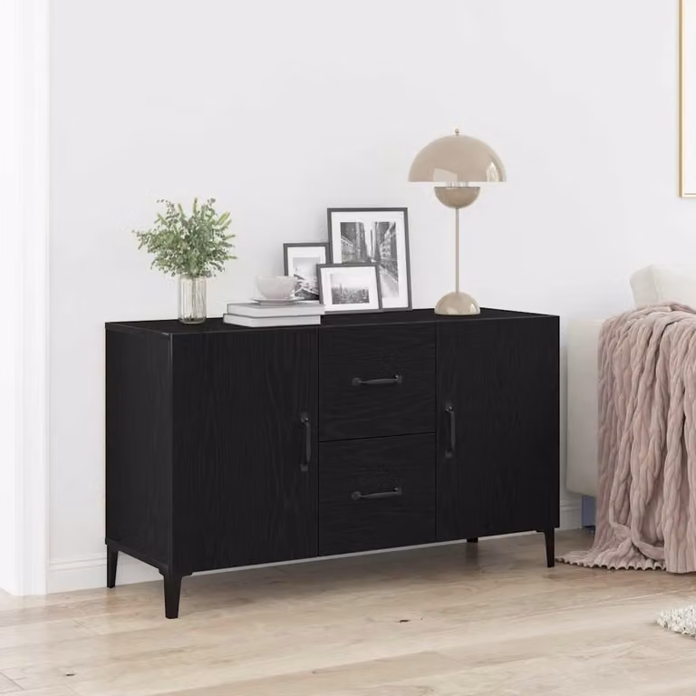 Credenza moderna vidaXL in legno ingegnerizzato nero, L 100 x P 36 x H 60 cm