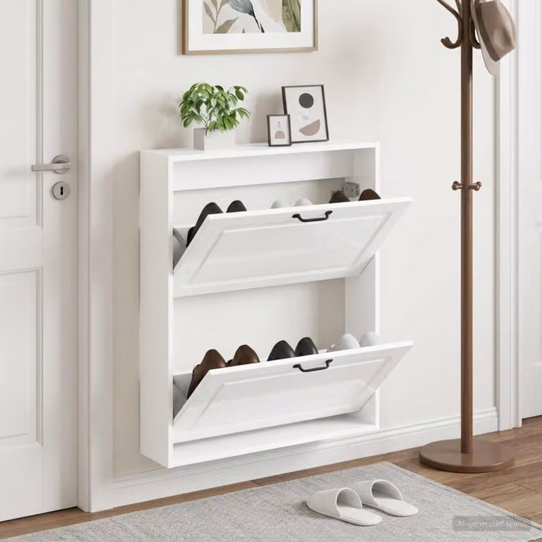 Mobiletto per scarpe da muro moderno vidaXL UTRECHT con scomparti basculanti, L: 71 cm, P: 17 cm, H: 86 cm