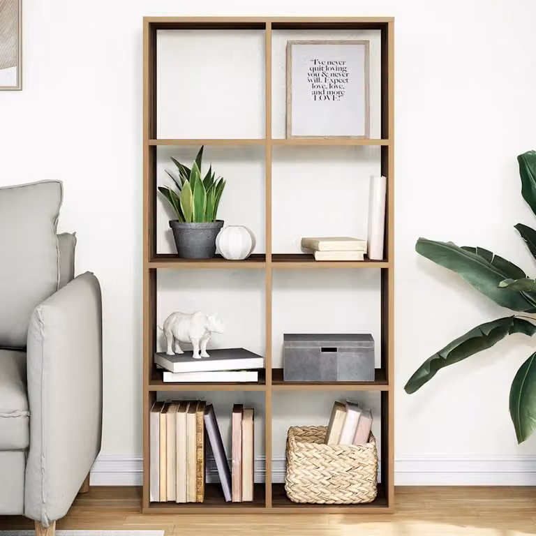 Libreria Divisorio Moderna vidaXL in MDF Marrone con Design Geometrico L: 69,5 cm, P: 29 cm, H: 137,5 cm