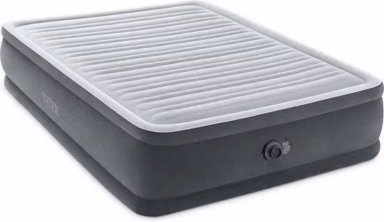 Letto Aria con Pompa Integrata per 2 Persone in Velluto Grigio L/P/H: 152 x 203 x 46 cm