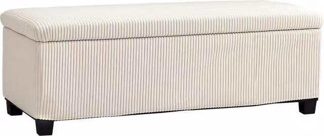 Pouf contenitore Xylo in velluto beige con capacità 84L L: 112 cm, P: 42 cm, H: 40 cm