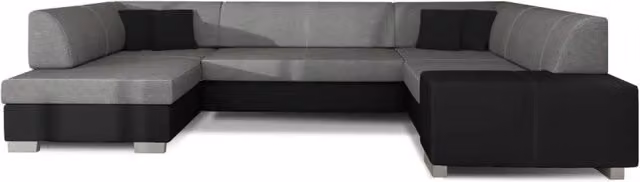 Divano panoramico a U HAVANA MEUBLORAMA convertibile con funzione letto, 6 posti, Grigio scuro e Nero, L: 322 cm x P: 176 cm x H: 204 cm