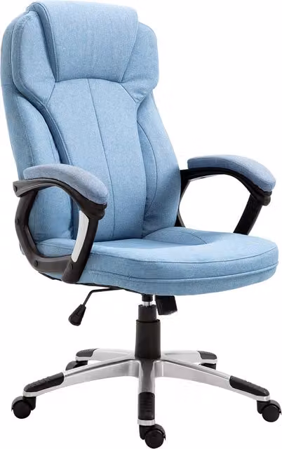 Sedia da ufficio ergonomica girevole Vinsetto con braccioli e altezza regolabile, effetto lino, Azzurro, L/P/H: 75 x 66 x 110-120 cm