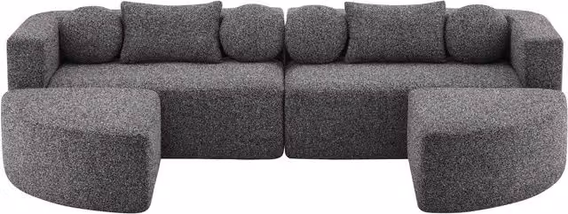 Divano modulare con funzione letto moderno Aosom Italy in tessuto nero e grigio