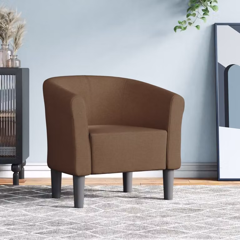 vidaXL Poltrona Cabriolet Moderna in Tessuto Marrone con Struttura in Legno di Pino e Braccioli L/P/H: 68.0 x 70.0 x 56.0 cm