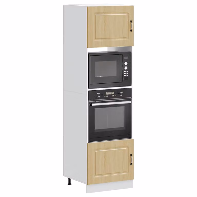 Set di 2 armadi per elettrodomestici vidaXL Kalmar in legno multistrato, colore Rovere Sonoma, L/P/H: 60 x 57 x 207 cm
