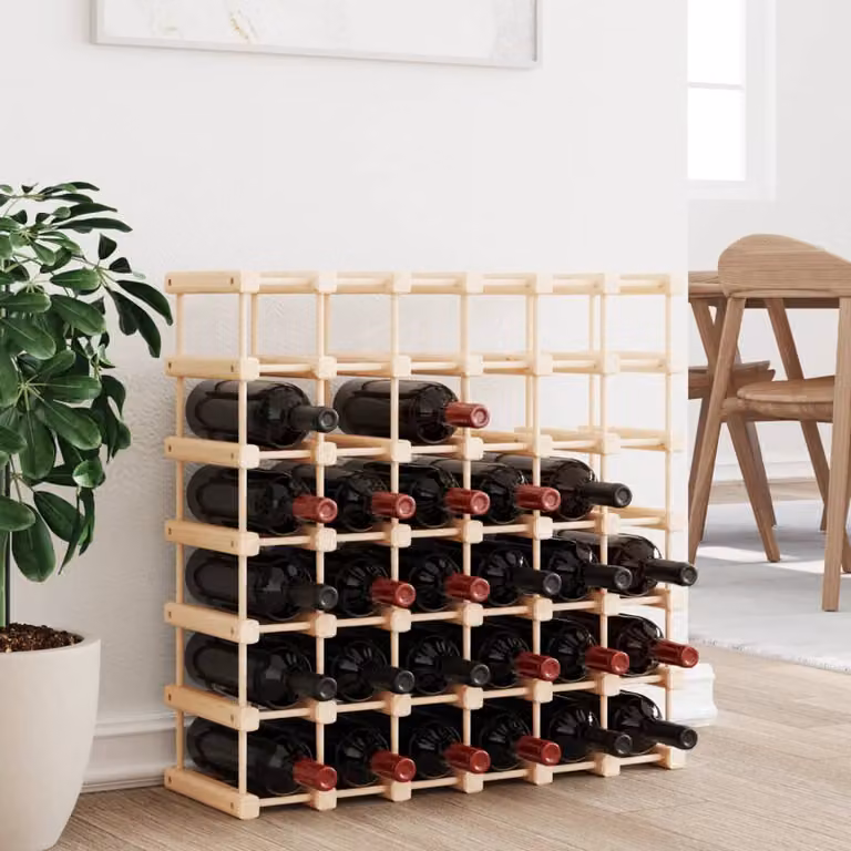 Portabottiglie per vino vidaXL in legno di pino massello, capacità 42 bottiglie, L 68,5 cm x P 23 cm x H 68,5 cm, colore marrone/beige