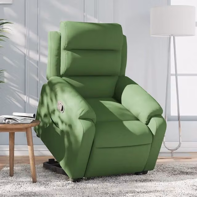 Poltrona Alzapersona Reclinabile vidaXL in Velluto Verde con Assistenza Elettrica per Anziani