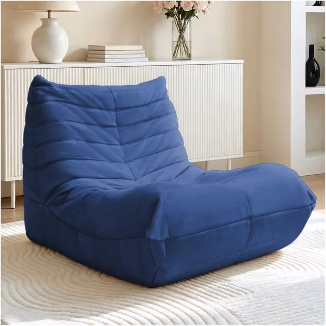 Divano Letto Relax Minimal in Tessuto Blu L 90 cm, P 60 cm, H 40 cm