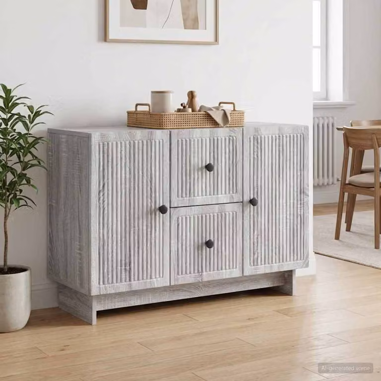 Credenza moderna vidaXL in legno ingegnerizzato MDF, colore Grigio Sonoma, L 89 x P 34,5 x H 60 cm