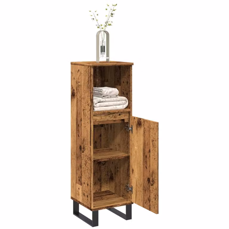 Armadietto da bagno industriale vidaXL in legno e metallo marrone H: 100 cm, L: 30 cm, P: 30 cm