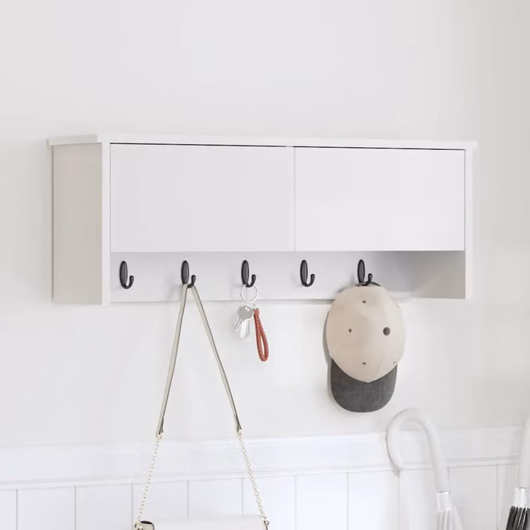 vidaXL Appendiabiti a muro moderno in MDF bianco L: 80 cm, P: 20 cm, H: 30 cm