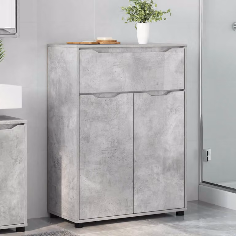Mobile da bagno moderno vidaXL in MDF e plastica, colore grigio cemento, L: 72,5 cm, P: 36,5 cm, H: 100 cm