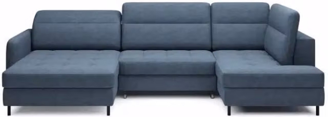 Divano ad angolo convertibile BERTHO MEUBLORAMA blu con contenitore e funzione letto, angolo sinistro, L: 306 cm x P: 166 cm x H: 100 cm